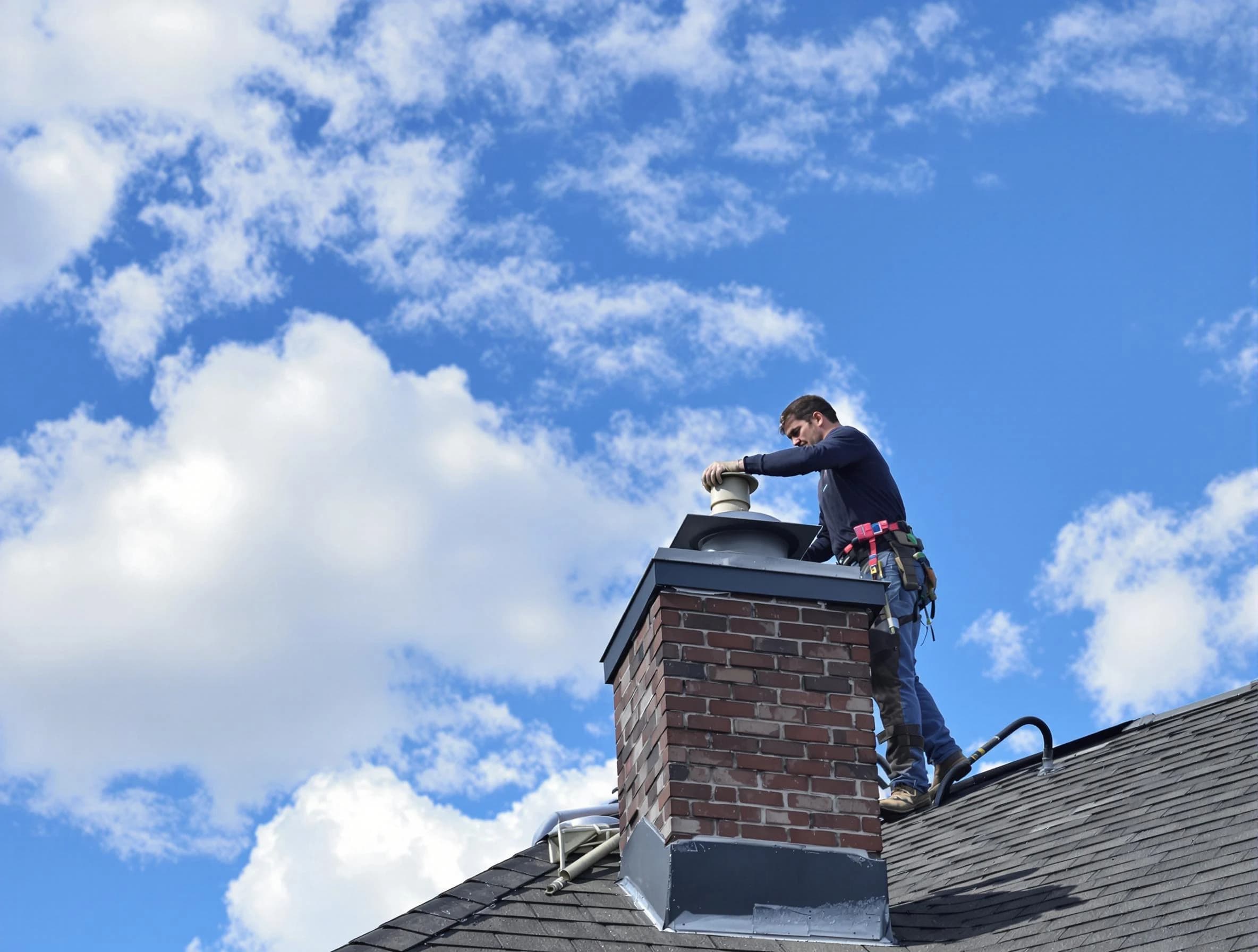 Long Branch Chimney Sweep installing a sturdy chimney cap in Long Branch, NJ