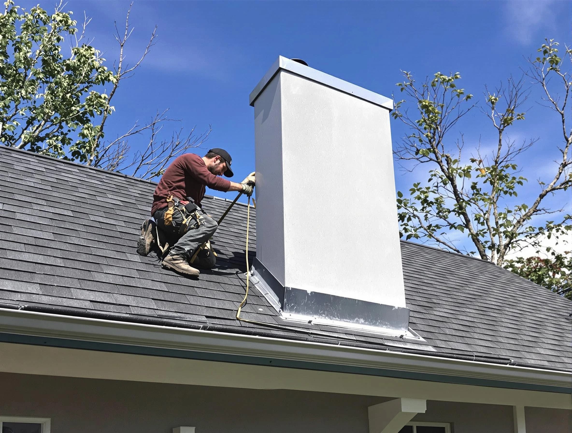 Long Branch Chimney Sweep team member finishing chimney construction in Long Branch, NJ