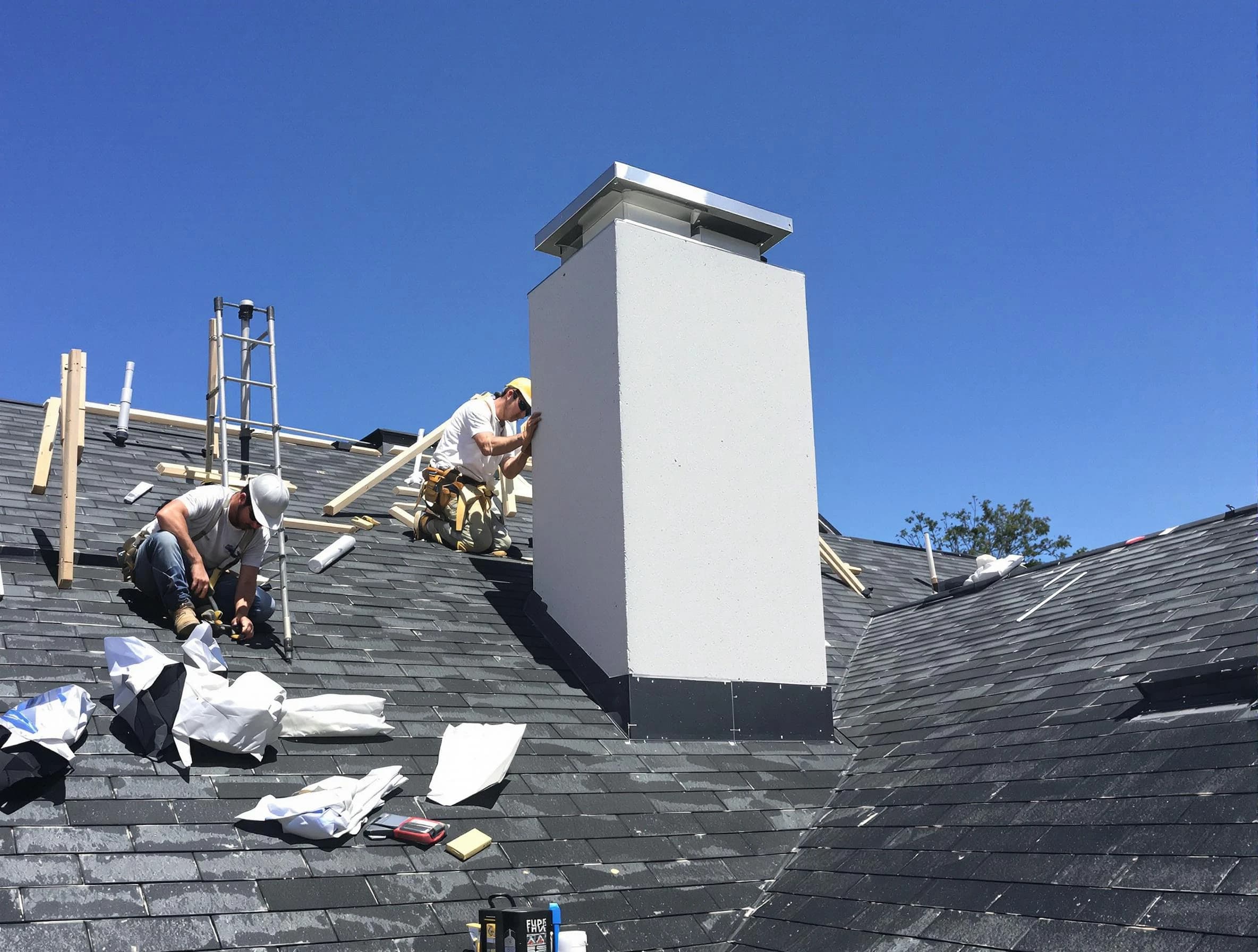 Long Branch Chimney Sweep crew installing a new chimney in Long Branch, NJ