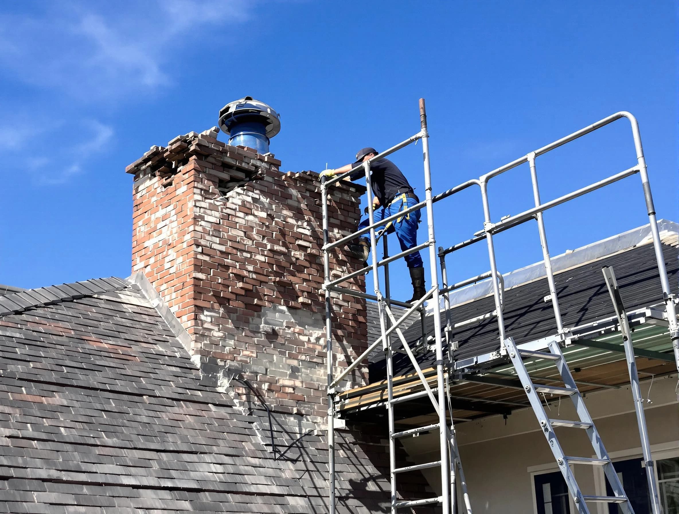 Rebuilding a chimney structure by Long Branch Chimney Sweep in Long Branch, NJ