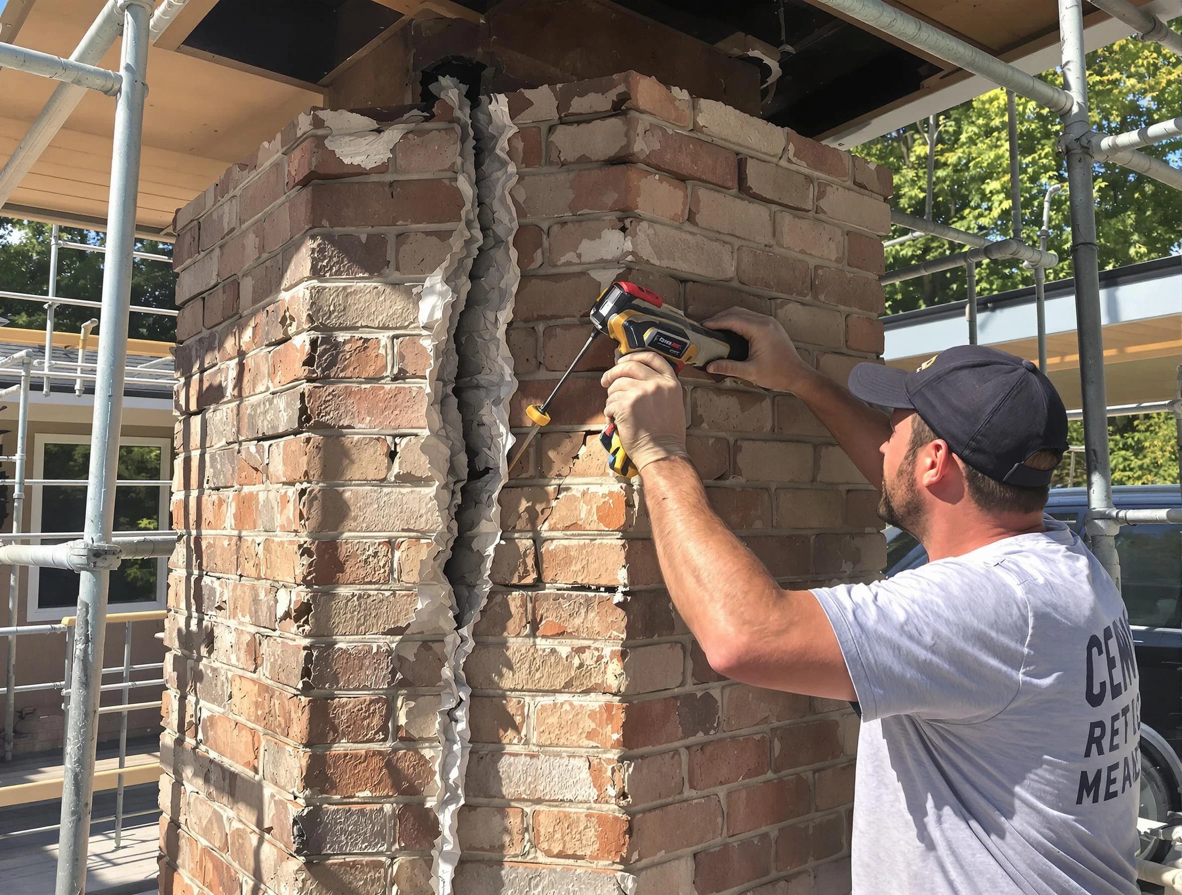 Long Branch Chimney Sweep technician performing chimney repair in Long Branch, NJ