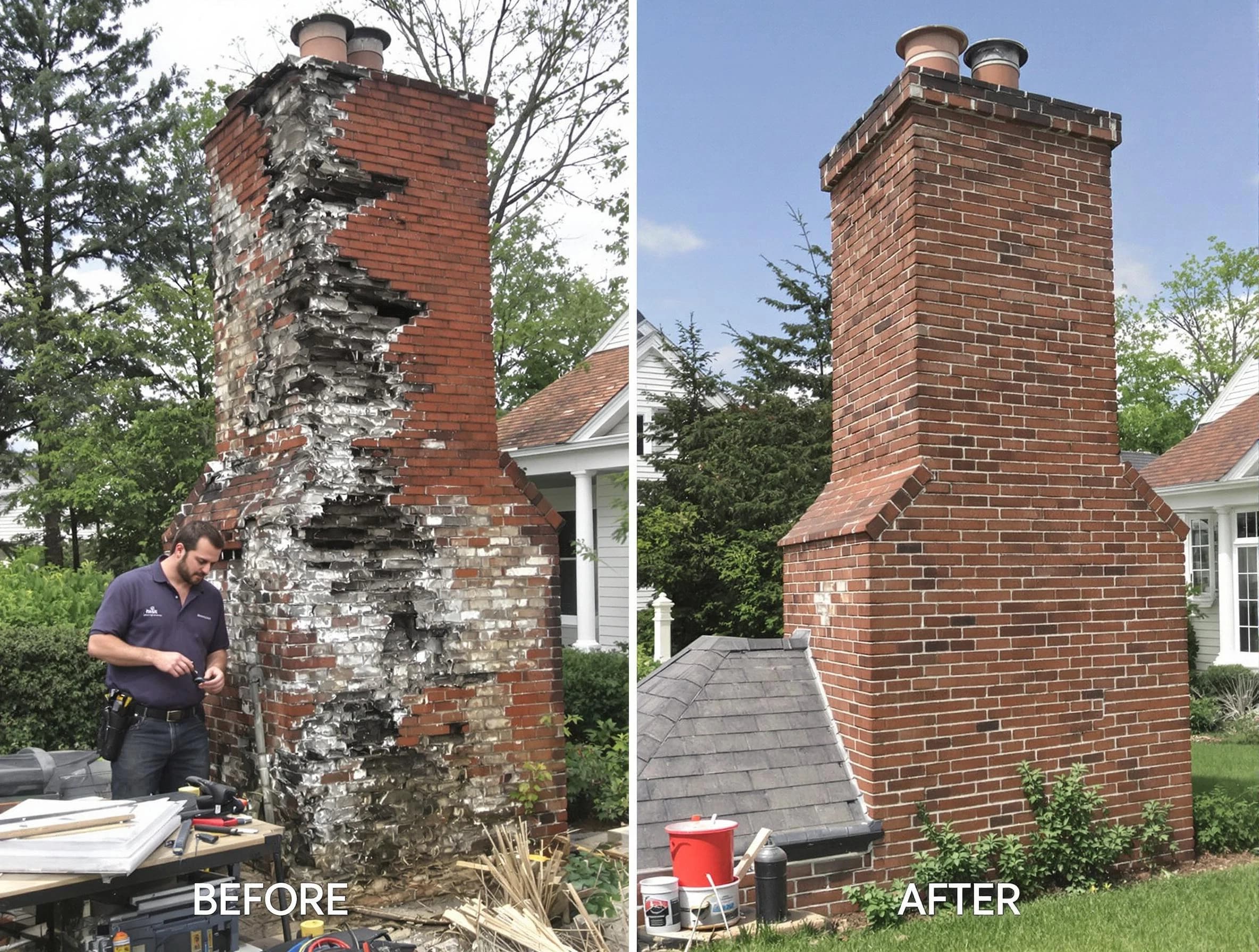 Long Branch Chimney Sweep performing a full chimney restoration in Long Branch, NJ