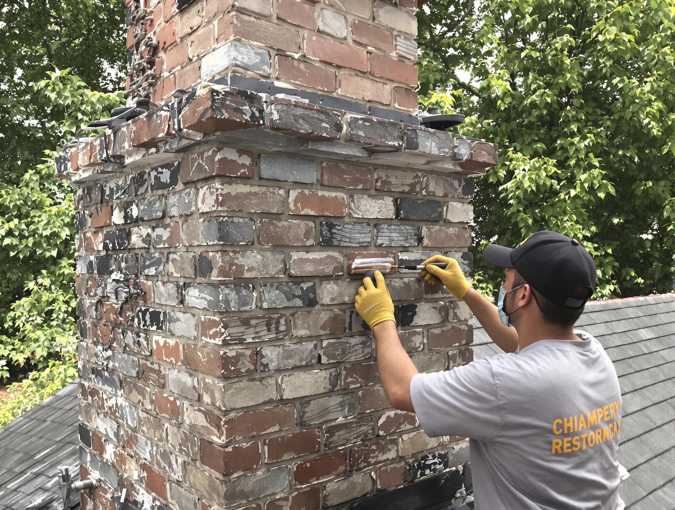 In-progress chimney restoration by Long Branch Chimney Sweep in Long Branch, NJ