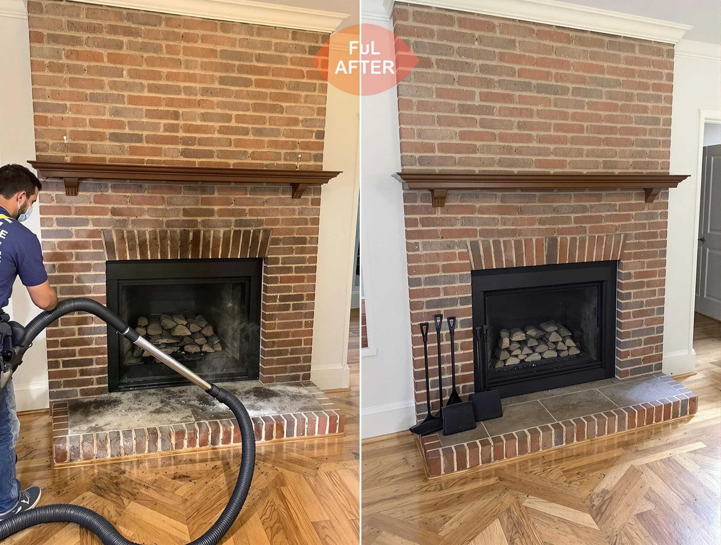 Long Branch Chimney Sweep carefully sanitizing a fireplace in Long Branch, NJ