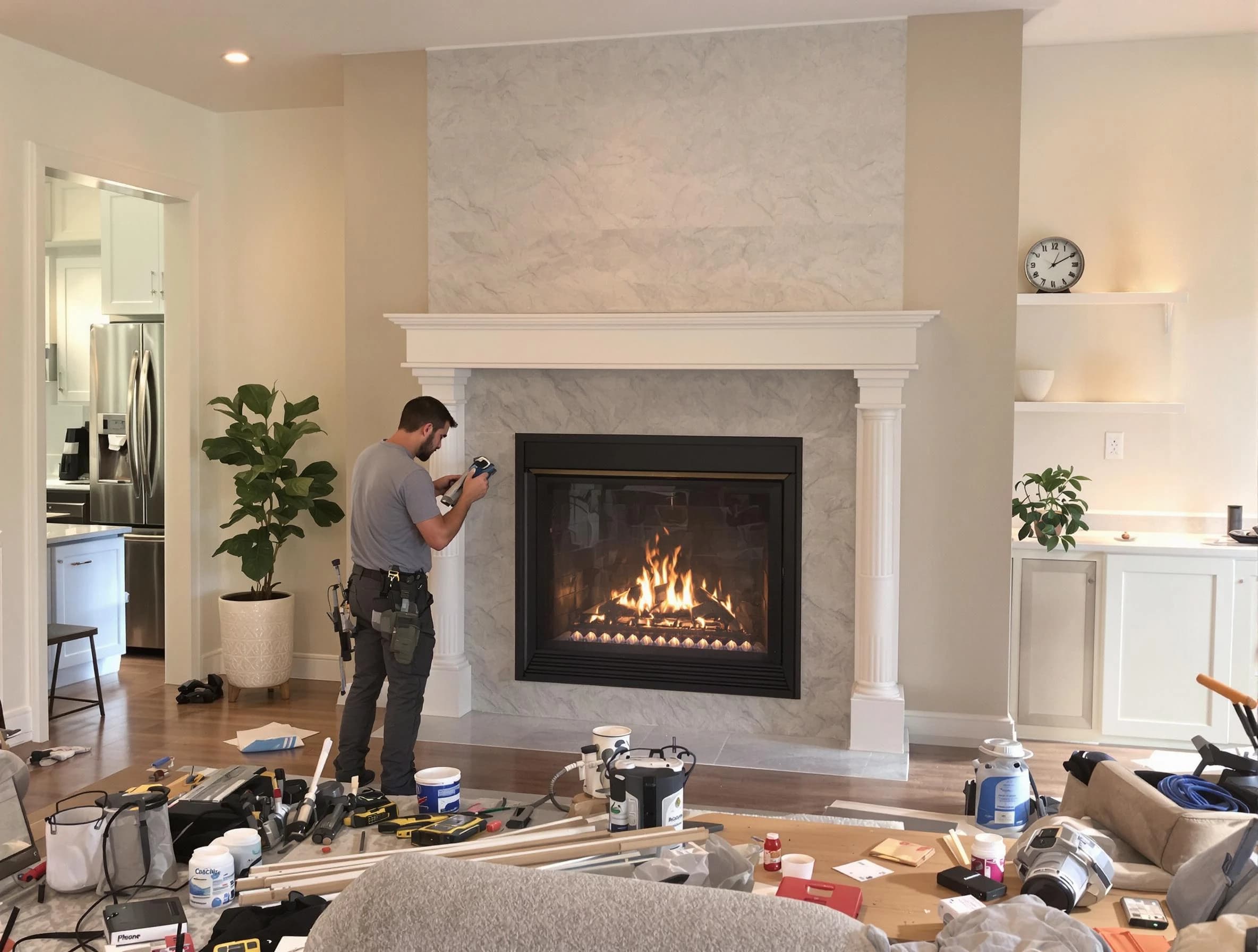 Newly installed fireplace by Long Branch Chimney Sweep in Long Branch, NJ