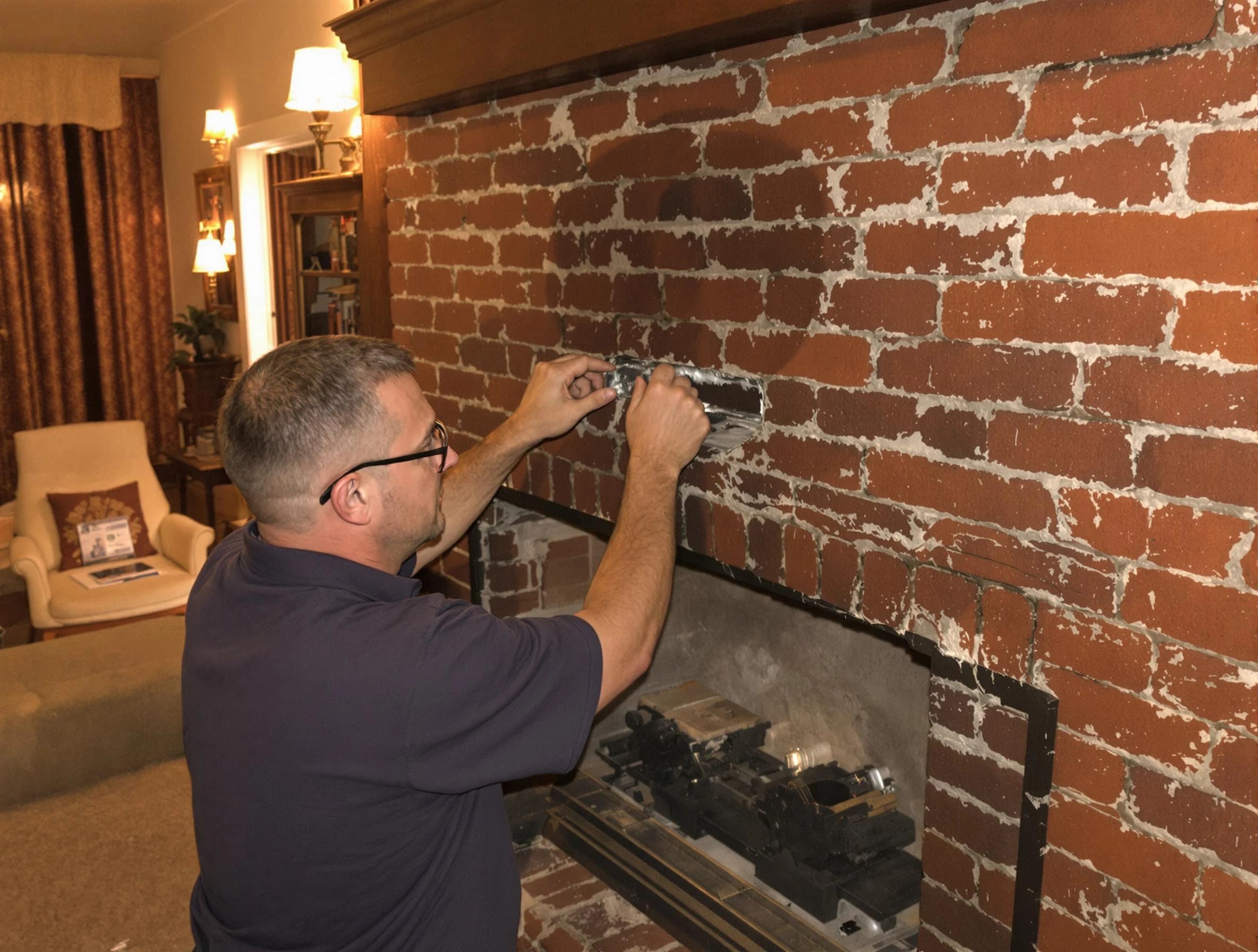 Long Branch Chimney Sweep expert fixing a fireplace in Long Branch, NJ